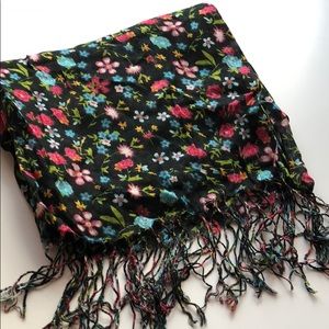 H&M Black Floral Print Scarf